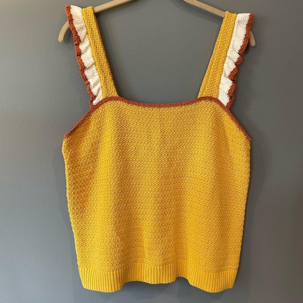 Madewell Ruffle Crocheted Tank Top, size large